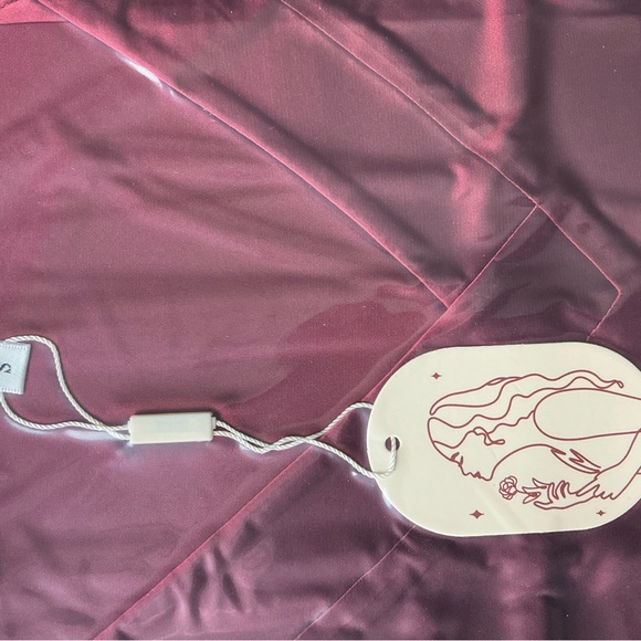 ❤️ Red Wine Satin V-Neck Short Sleeve Blouse – Size Small – NWT - Picture 4 of 4